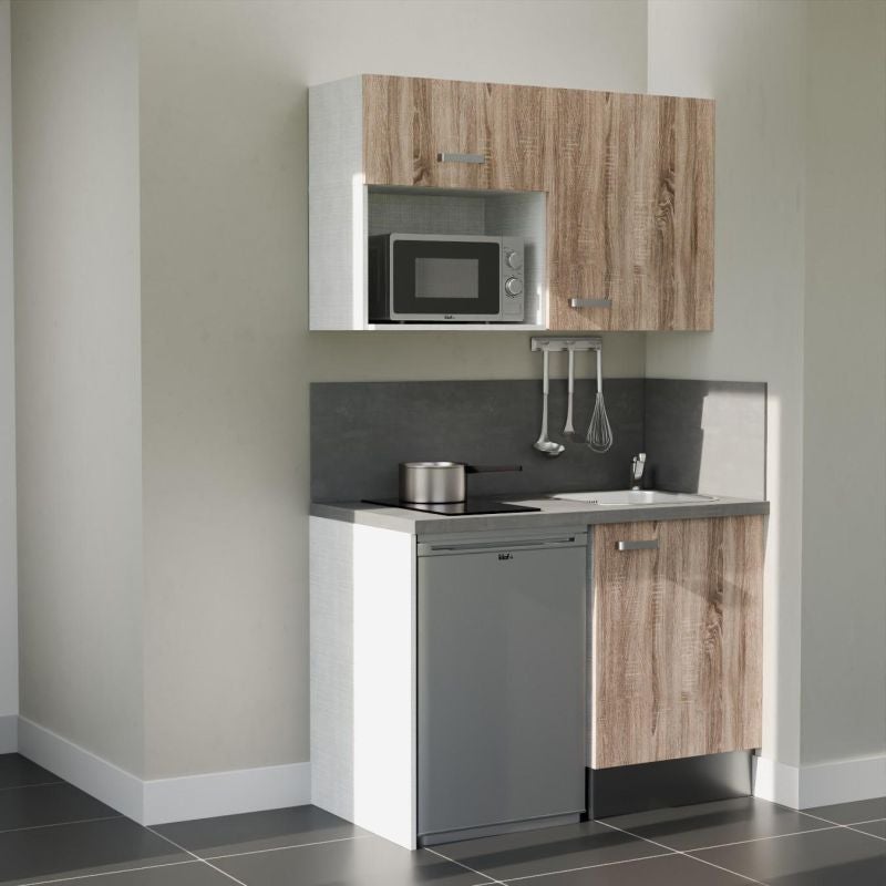 Kitchenette K07L-PT - 120 cm - plan stratifié, évier inox, - Façade ...