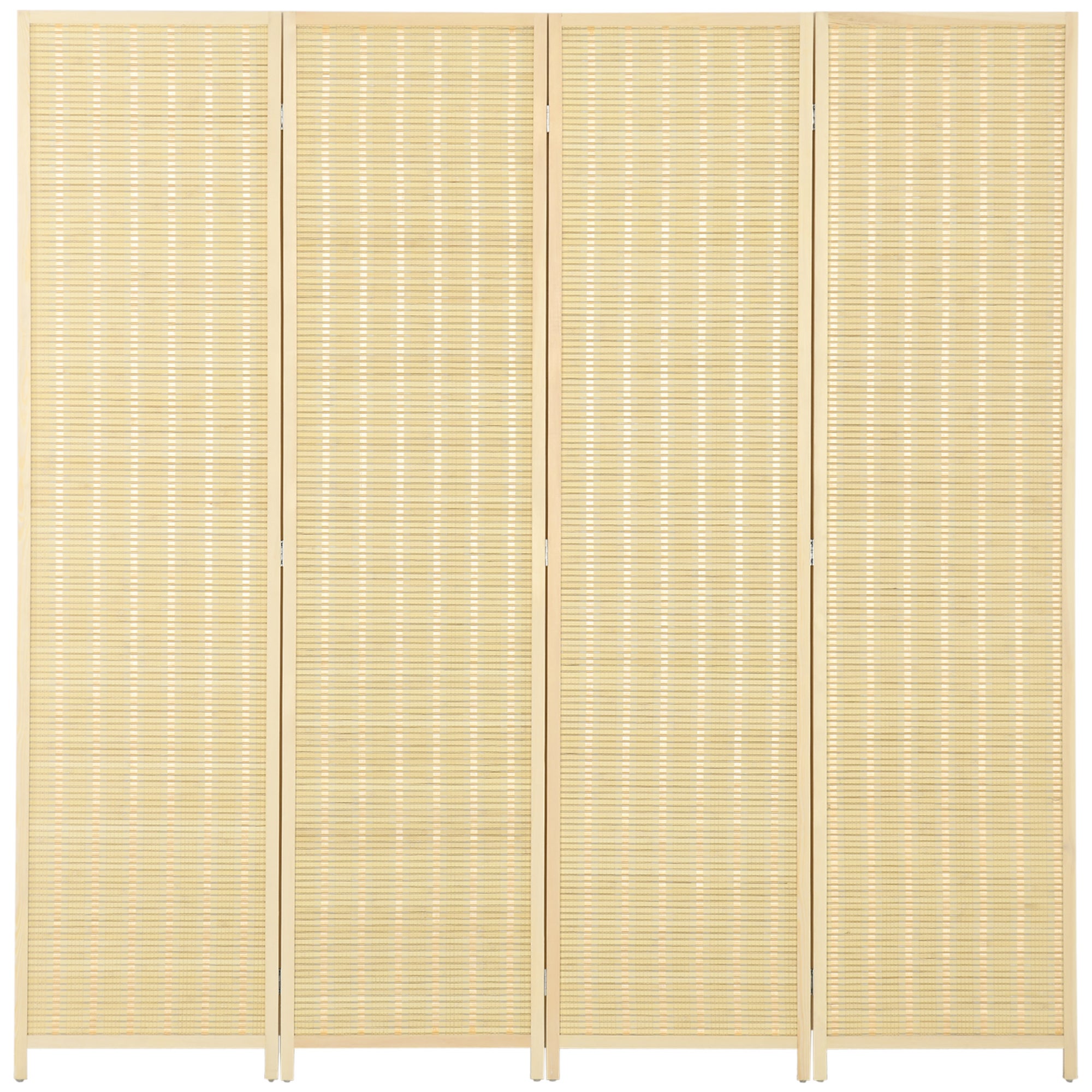 Paravent conçu en bois séparateur de pièce closion de séparation pliable 4 panneaux 180 x 180 centimètres naturel - 2