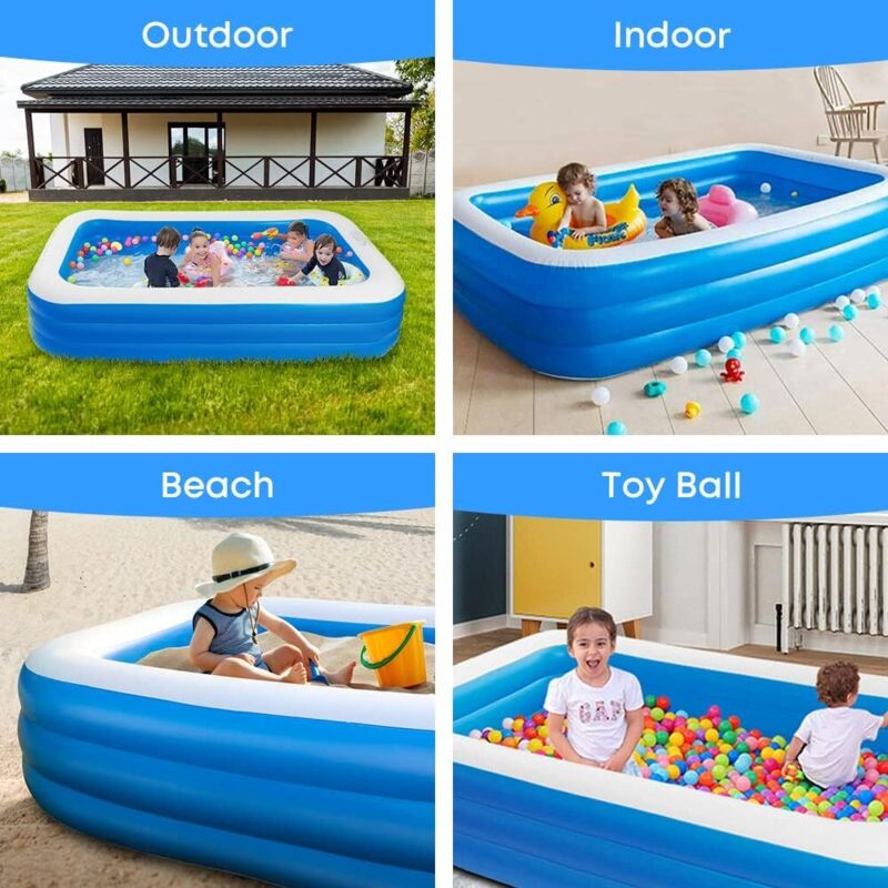 Piscine gonflable rectangulaire à trois niveaux, adaptée à une utilisation intérieure et extérieure, mesurant 150 × 105 × 50 cm. - 3