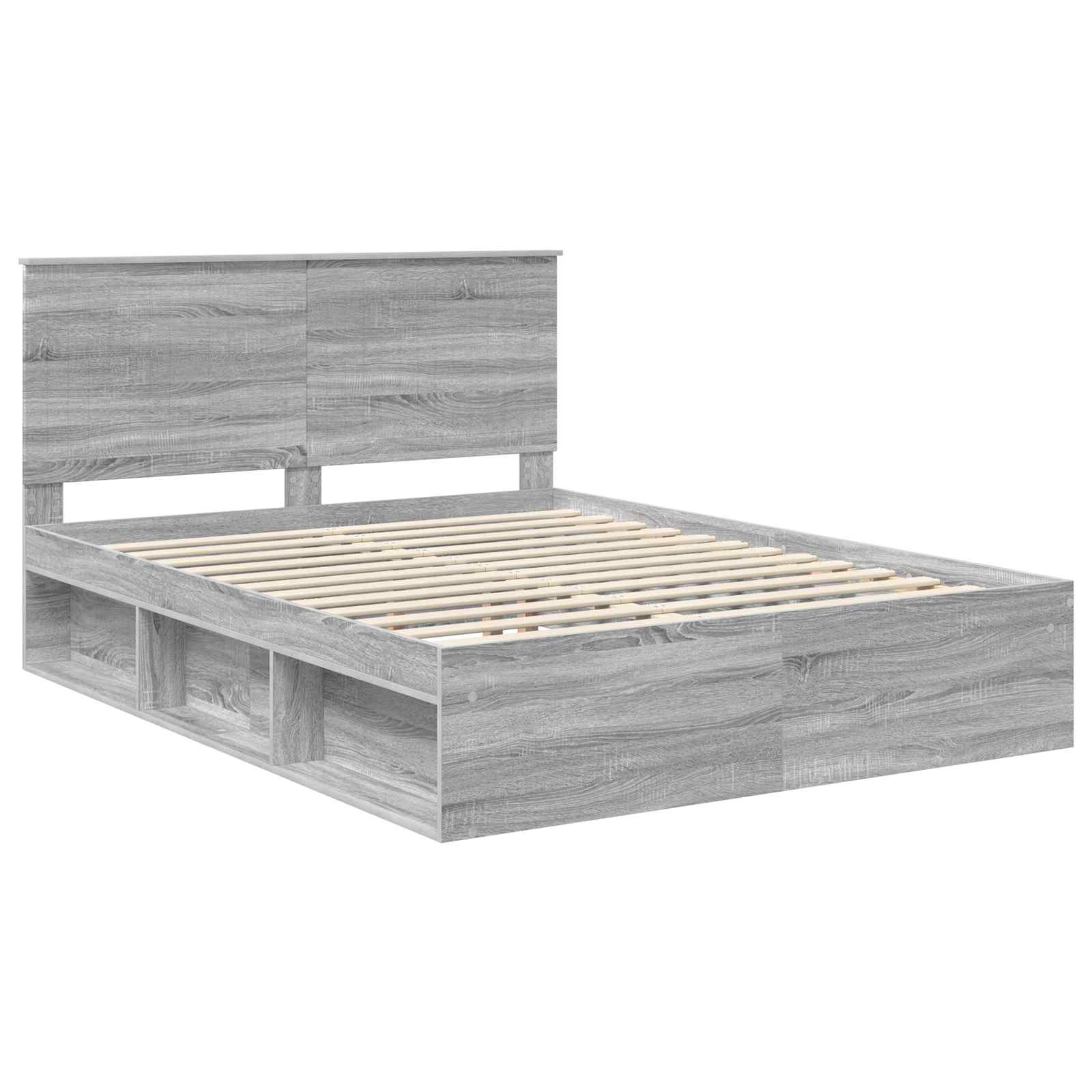 Cadre de lit Gris 150 x 200 cm Bois de pin massif - 4