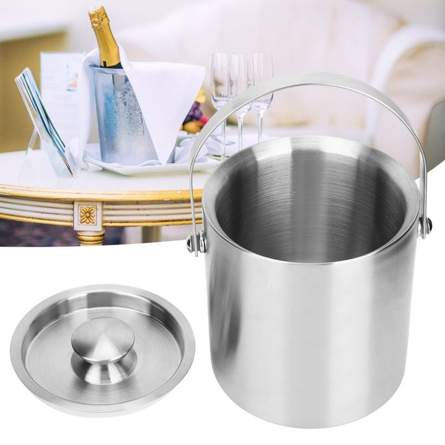 2L / 3L Alta Capacità Secchio di Ghiaccio Doppio Strato Acciaio Inossidabile Argento Doppia Parete Secchio di Ghiaccio con Coperchio e Maniglia per Nozze Party Ristorante Picnic (3L 2L / 3L Alta Capacità Secchio di Ghiaccio Doppio Strato Acciaio Inossidabile Argento Doppia Parete Secchio di Ghiaccio con Coperchio e Maniglia per Nozze Party Ristorante Picnic (3L