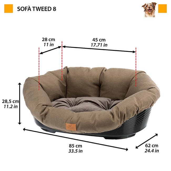 Cuccia Per Cani Ferplast Sofà 10 - Imbottita, Cotone Lavabile, 96x71x32cm, Marrone - Foto 1