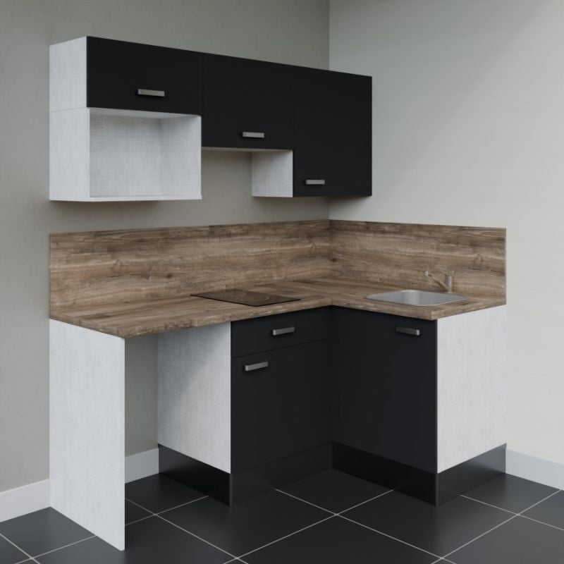 Kitchenette d'angle KA03L-PT avec plan de travail et évier - Façade ...