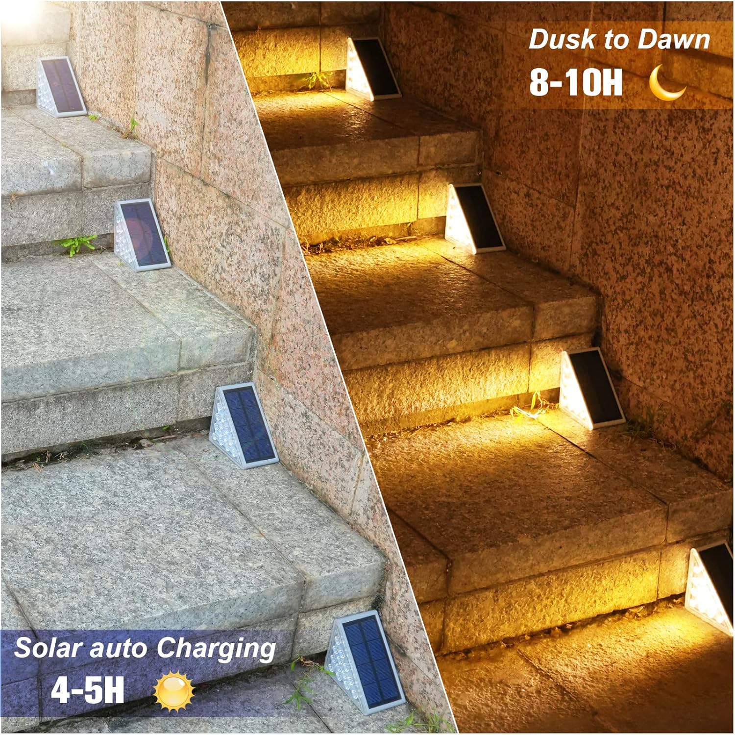 Confezione da 6 luci solari a LED per scale, impermeabili, alimentate a energia solare, per gradini da giardino, patio, veranda, luce calda | Leroy Merlin
