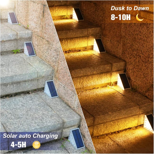 Confezione da 6 luci solari a LED per scale, impermeabili, alimentate a energia solare, per gradini da giardino, patio, veranda, luce calda | Leroy Merlin Confezione da 6 luci solari a LED per scale, impermeabili, alimentate a energia solare, per gradini da giardino, patio, veranda, luce calda | Leroy Merlin