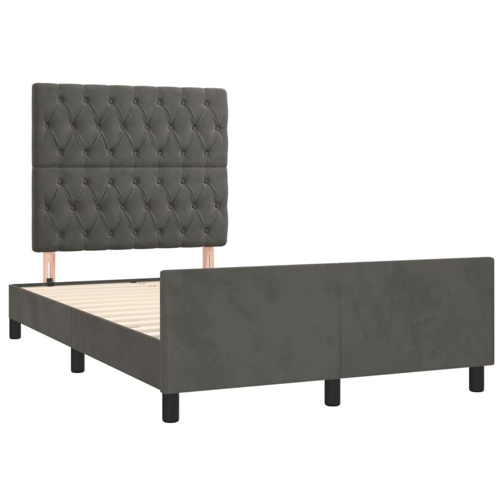 Cadre de lit sans matelas gris foncé 120 x 200 cm velours - 4