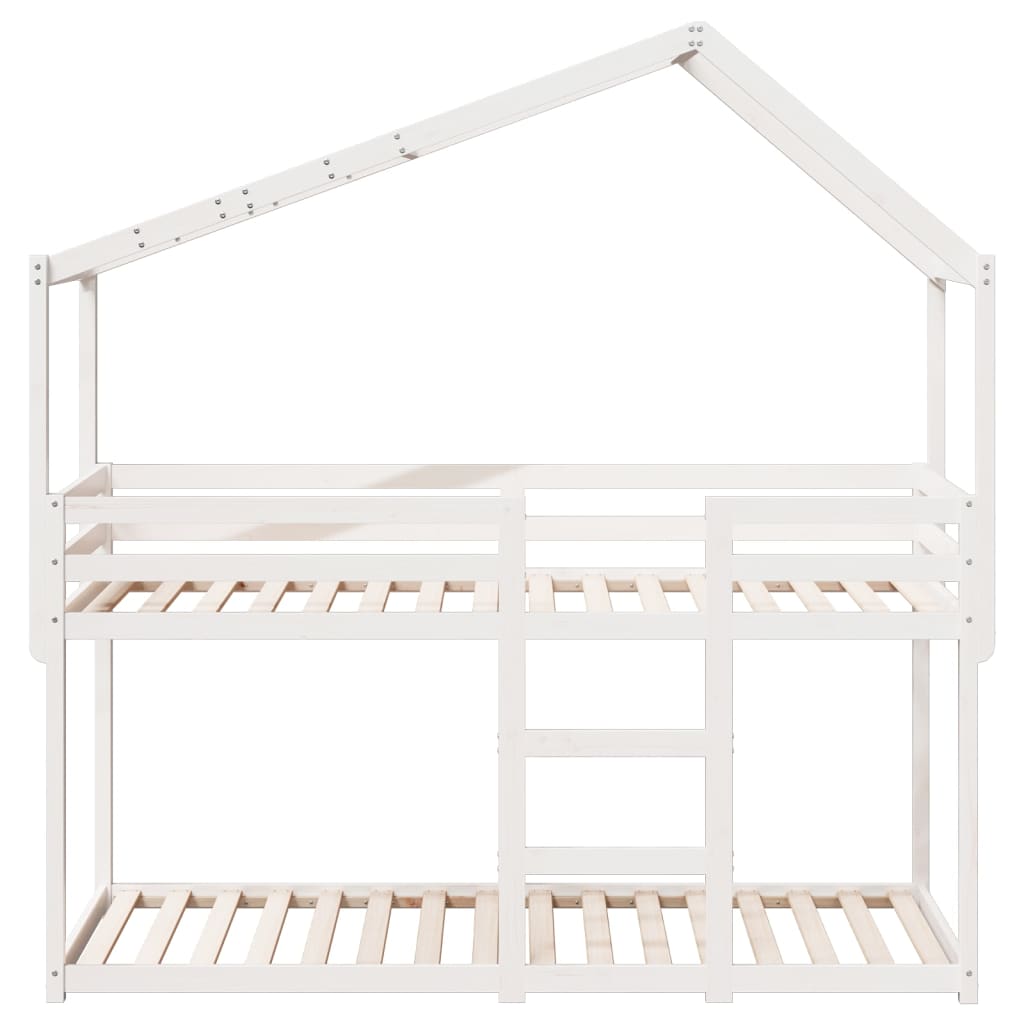 Lit superposé avec toit blanc 90x190 cm bois massif de pin - 4