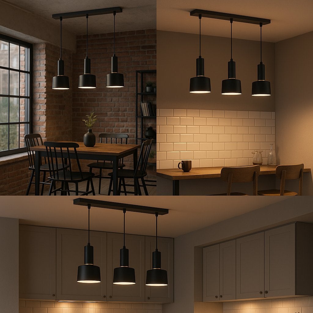 Lampa wisząca Tema 3-punktowa E27 120 cm IP20 stal aluminium czarna MasterLED - 3