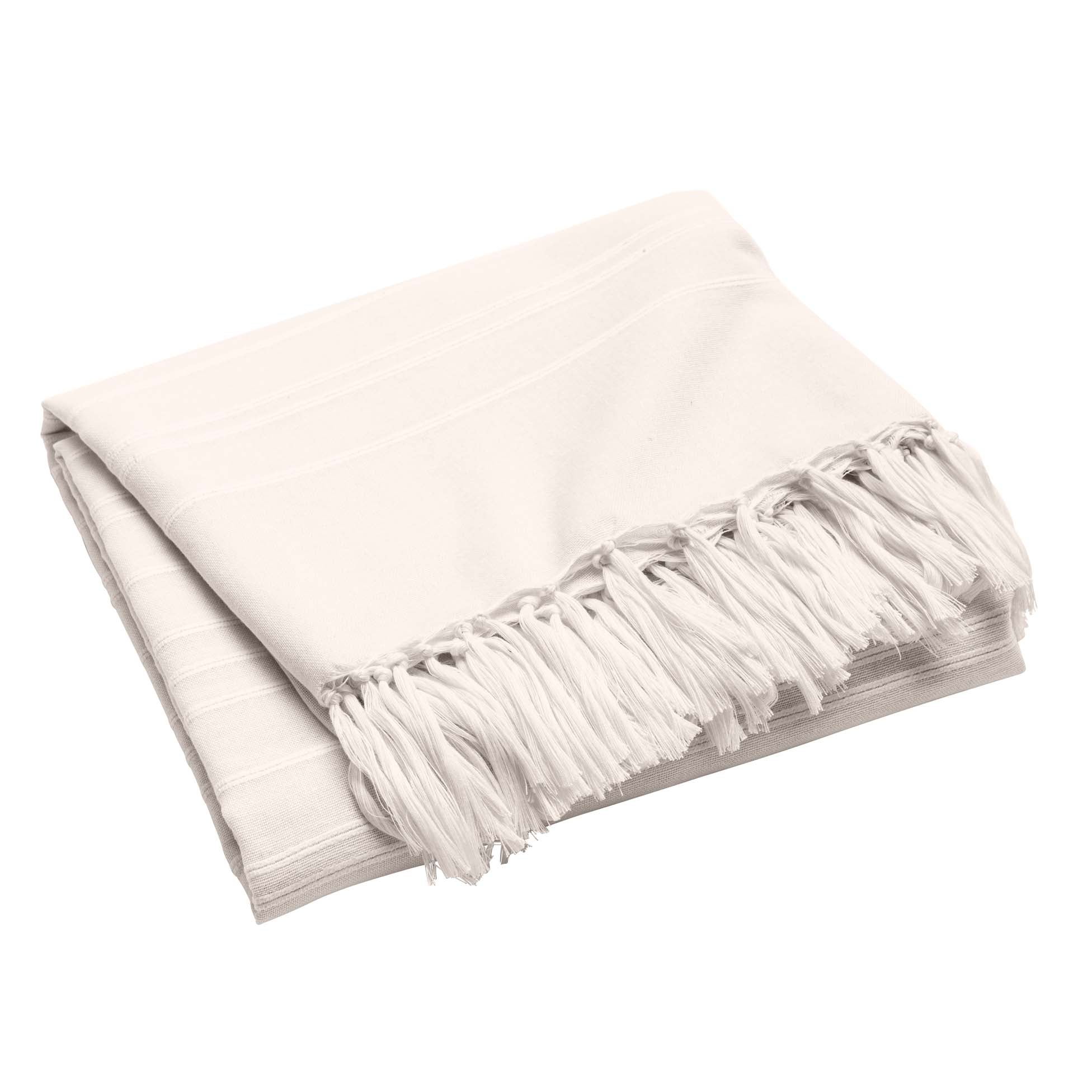 Plaid a franges 180 x 220 cm Lilia creme - 4