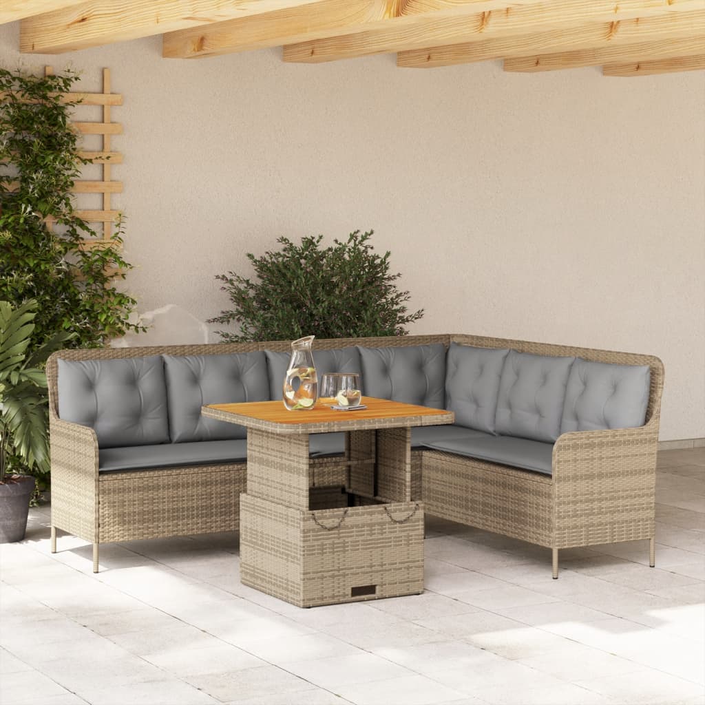 2-cz. zestaw mebli ogrodowych z poduszkami, beżowy, polirattan vidaXL
