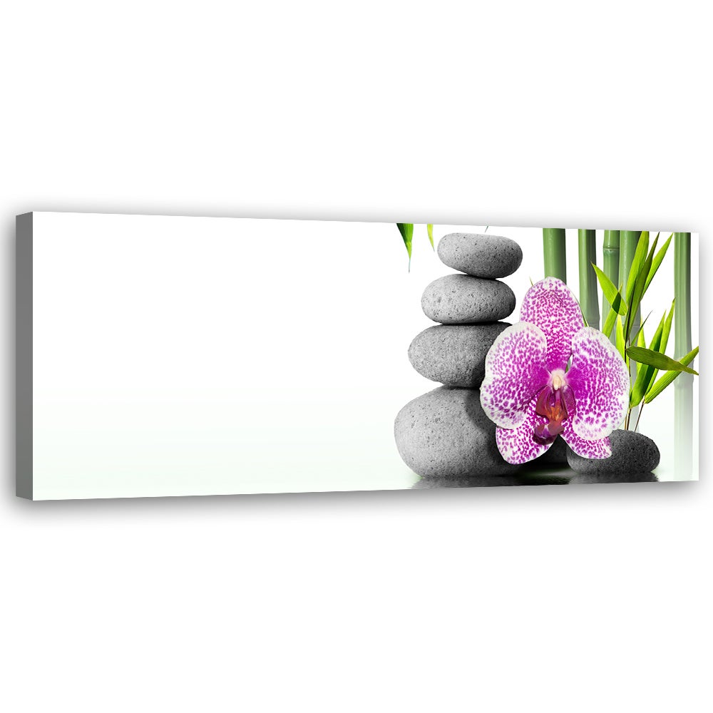 Obraz na płótnie, Kamienie Orchidea Bambus 150x50