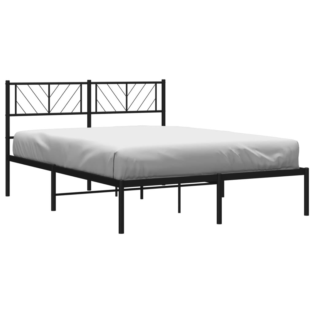 Estructura cama sin colchón con cabecero metal negro 160x200 cm vidaXL - 4