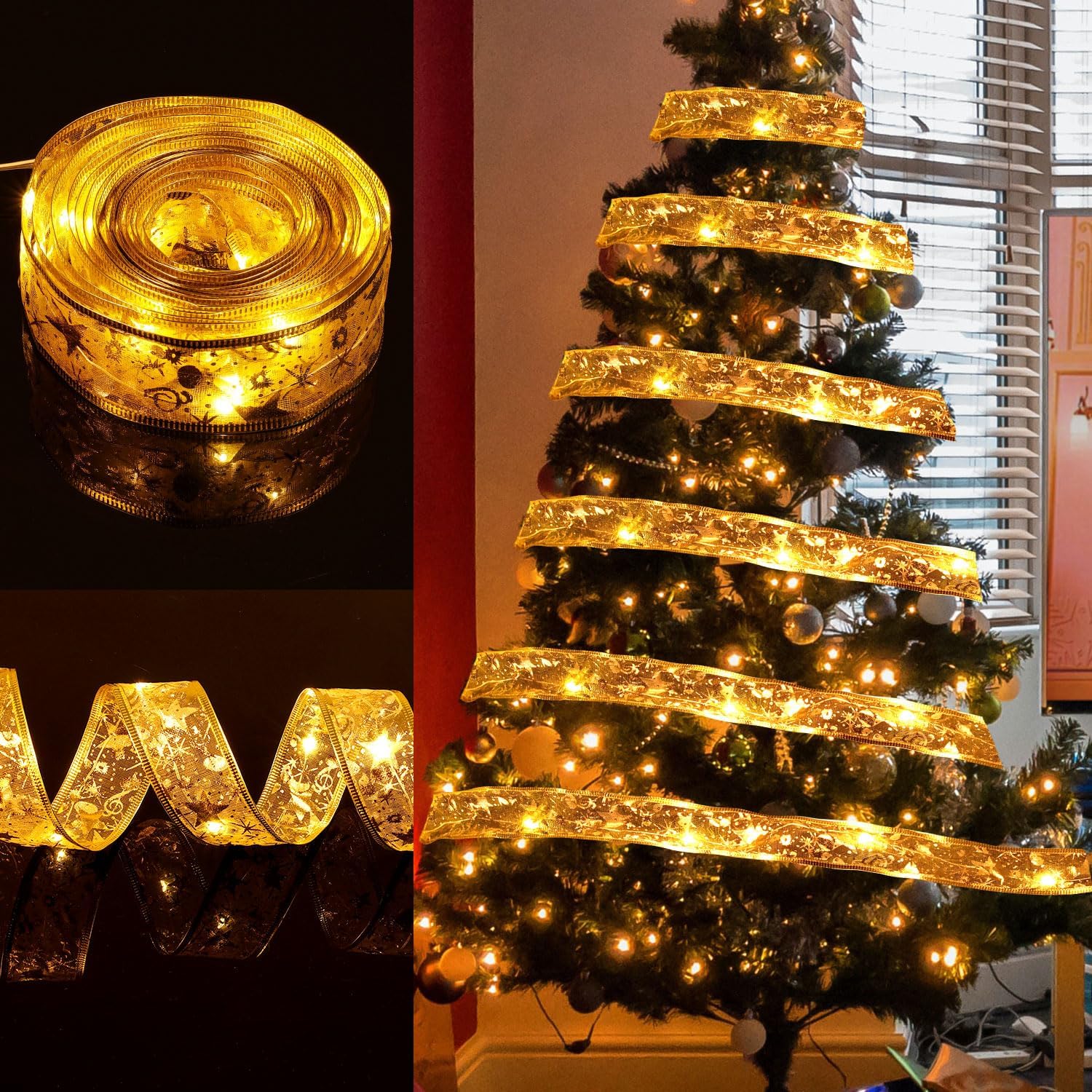 Guirnalda de luces navideñas de 10 metros, decoración del árbol de