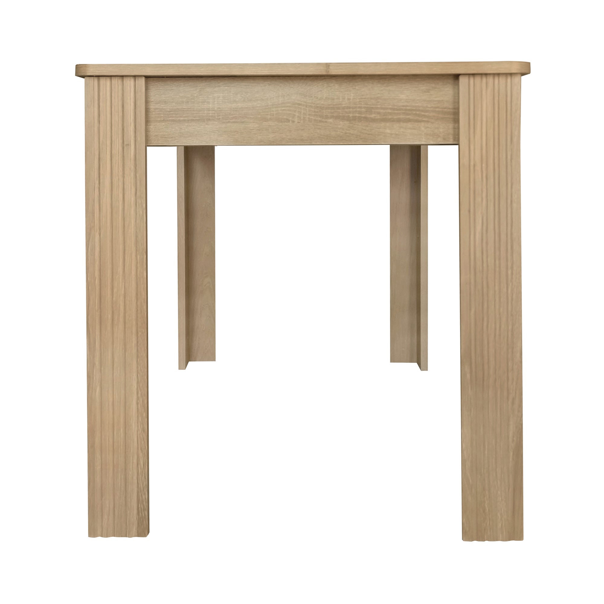 Mesa de comedor rectangular para 6 cubiertos, tablero de partículas, estilo rústico, color roble, 117 x 68 x 75 cm - 5