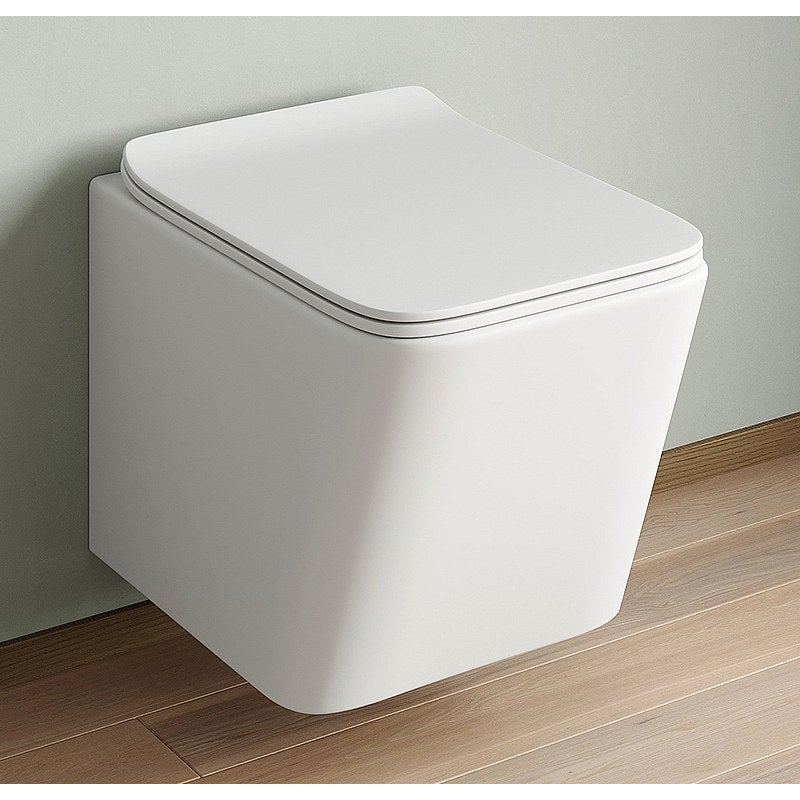 Miska WC podwieszana z białej matowej ceramiki bez kołnierza - CLEMONA