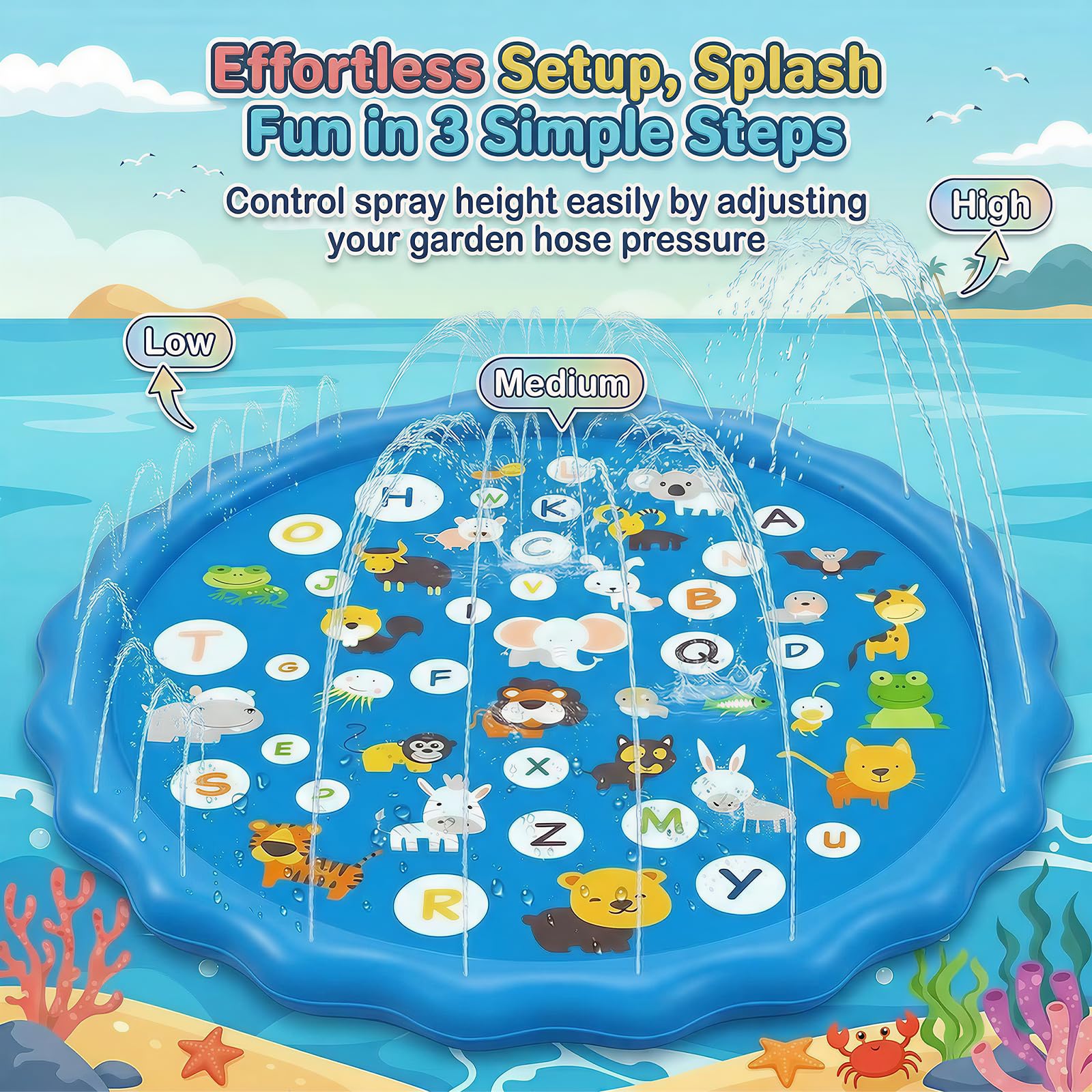 Tapis de jeu d'eau de 170 cm pour enfants et chiens, tapis de jeu extérieur avec jets d'eau, tapis arroseur | Leroy Merlin