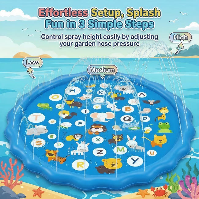 Tapis de jeu d'eau de 170 cm pour enfants et chiens, tapis de jeu extérieur avec jets d'eau, tapis arroseur | Leroy Merlin Tapis de jeu d'eau de 170 cm pour enfants et chiens, tapis de jeu extérieur avec jets d'eau, tapis arroseur | Leroy Merlin