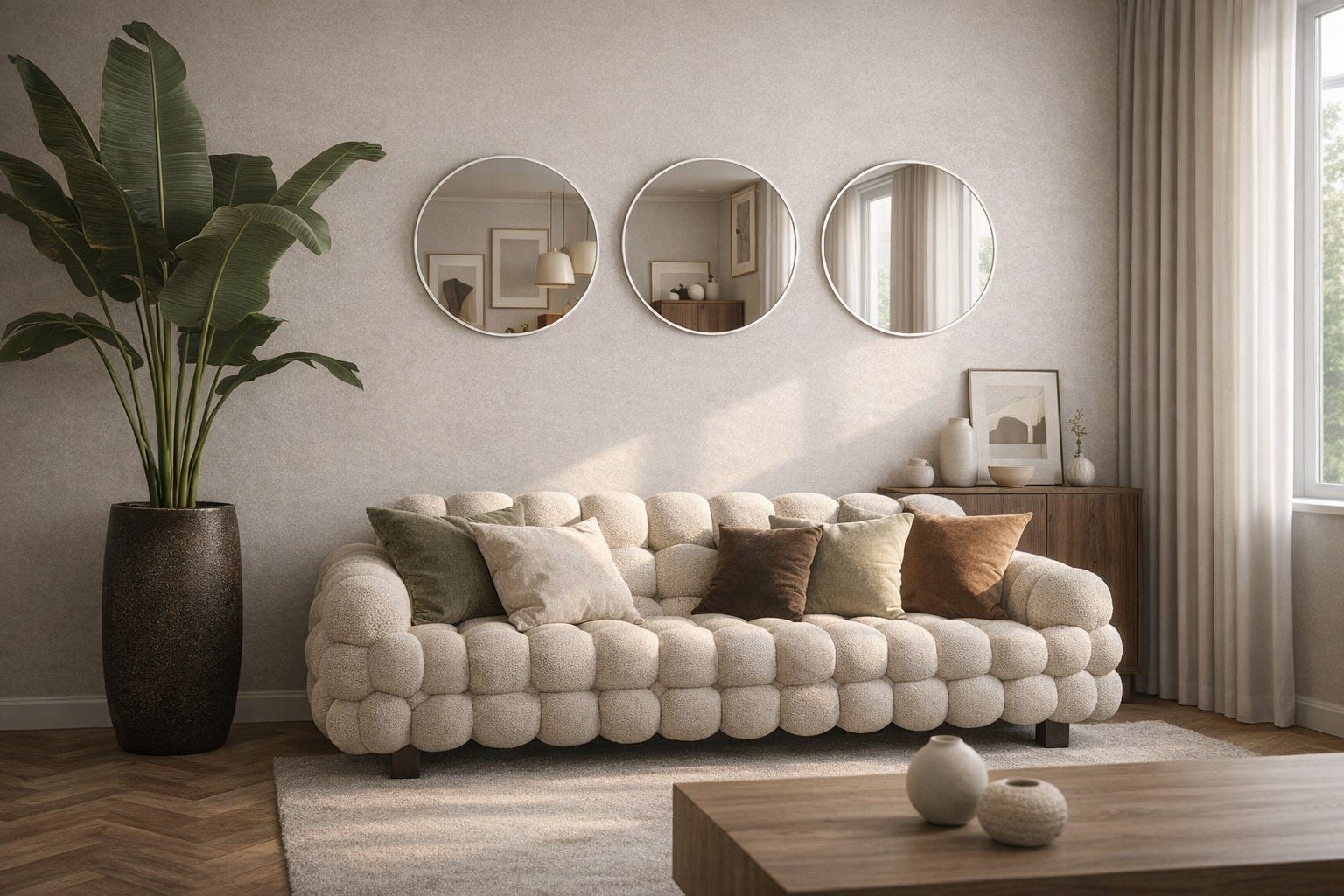ROUND LINE okrągłe lustro w białej ramie 40 cm