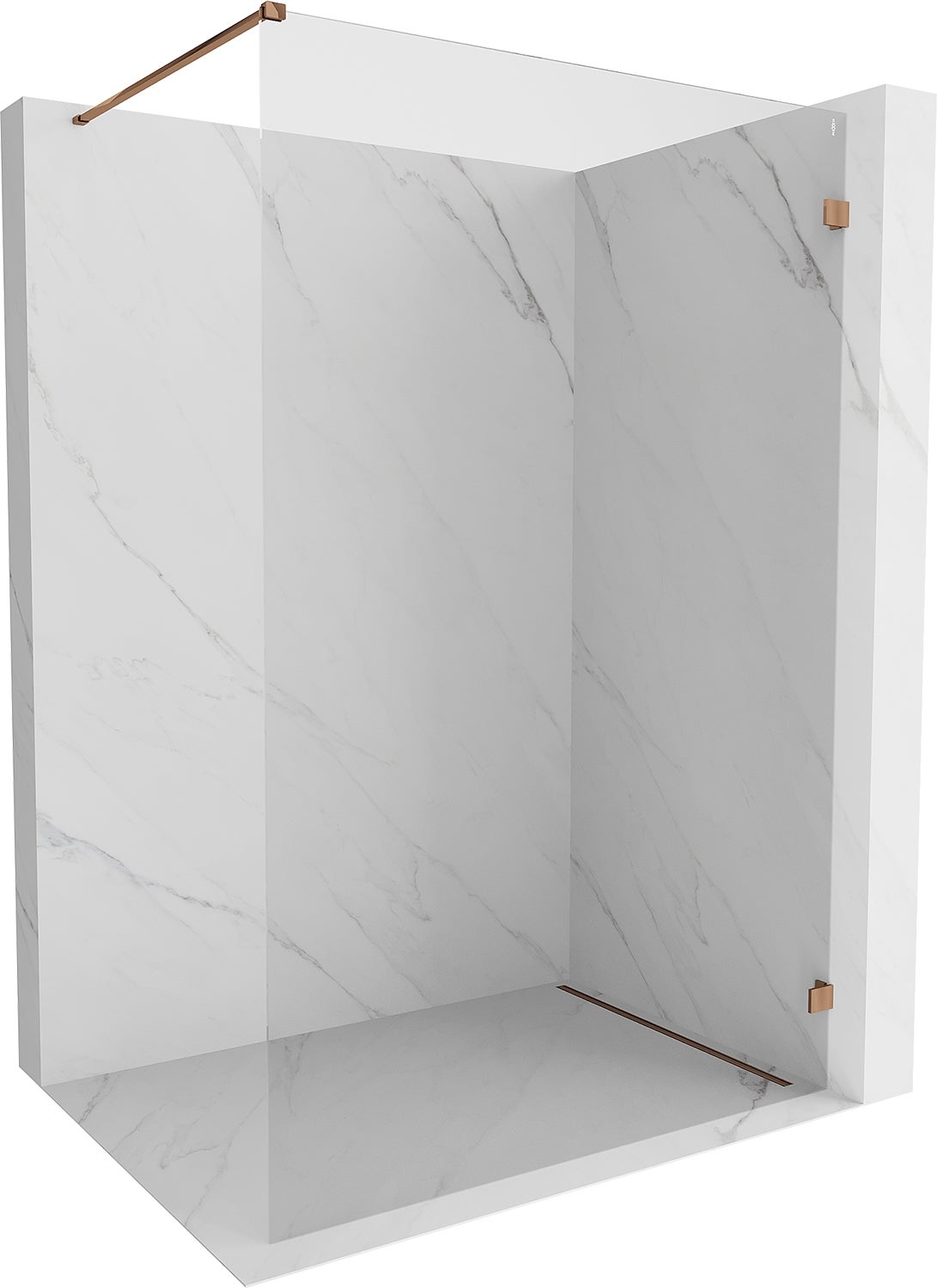 Mexen Lunar ścianka prysznicowa Walk-in prawa 110 x 200 cm, transparent 8 mm, różowe złoto - 830-110-000-60-00-P