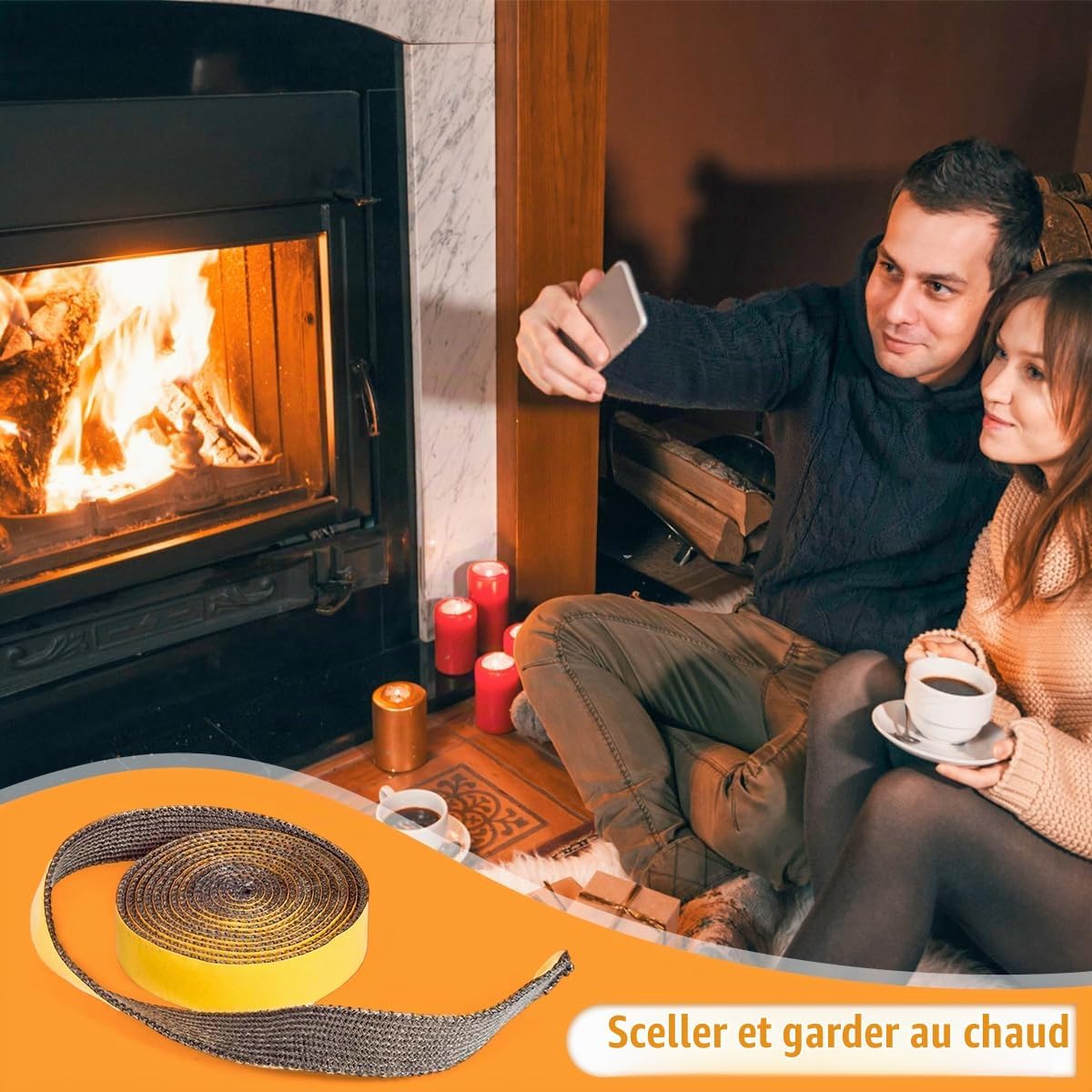 Joint Insert Cheminée, Joints Tressé Auto-adhésive pour Poêle, Porte de ...