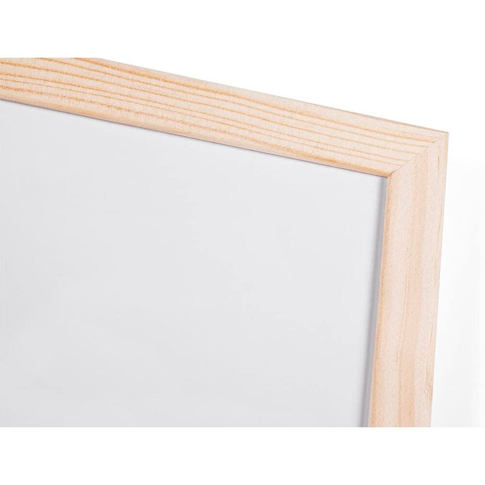 Q-connect tableau blanc mélaminé cadre bois lisse lavable - Accessoires fixation mur - 90x60cm - Blanc - 4