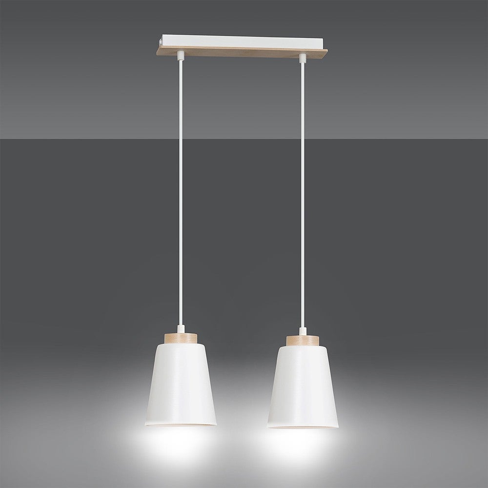 Lampa sufitowa Lasso 2 światła biała z drewnianymi detalami 2xE27 - 3