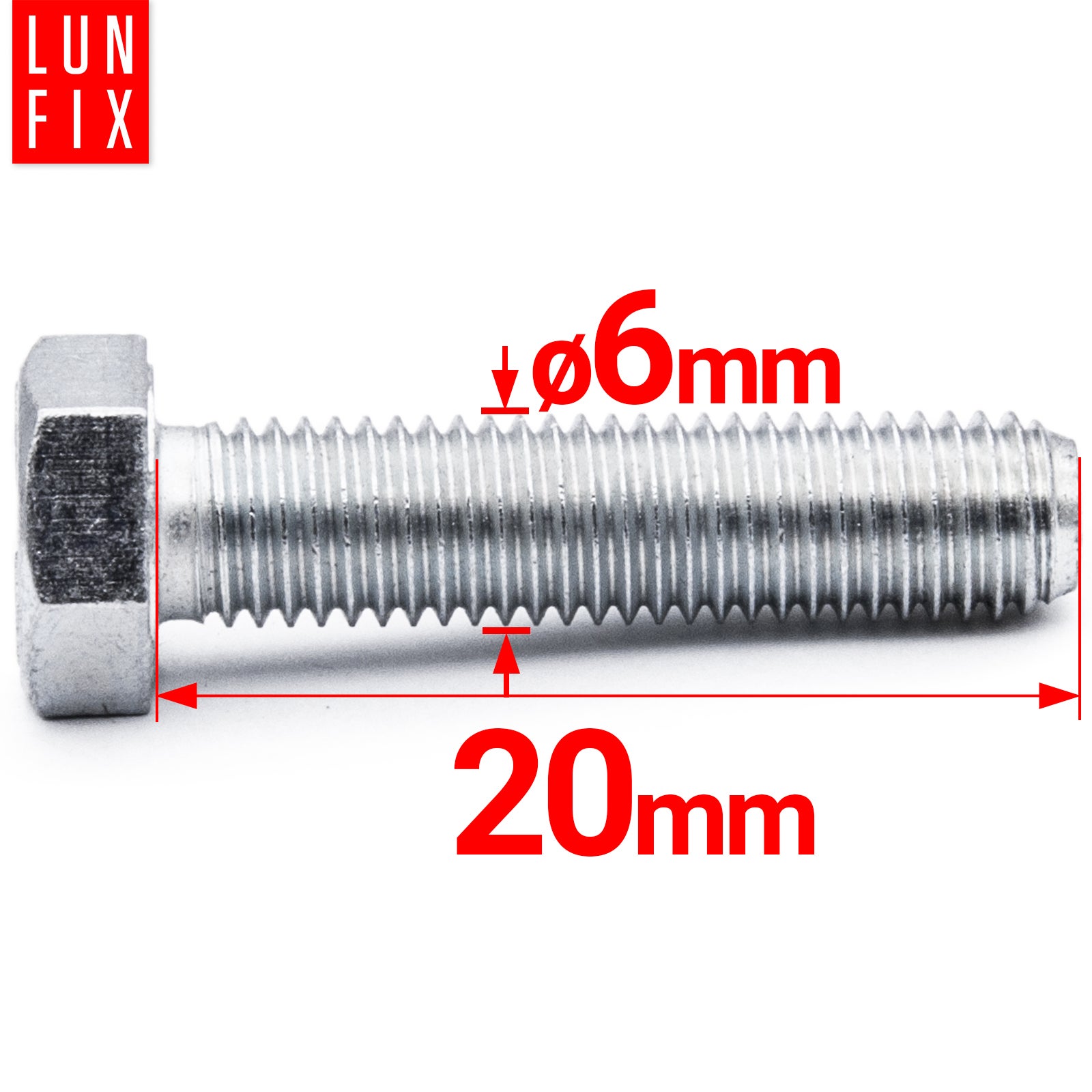Śruba sześciokątna M6 20 mm DIN 933 kl. 5.8 1kg