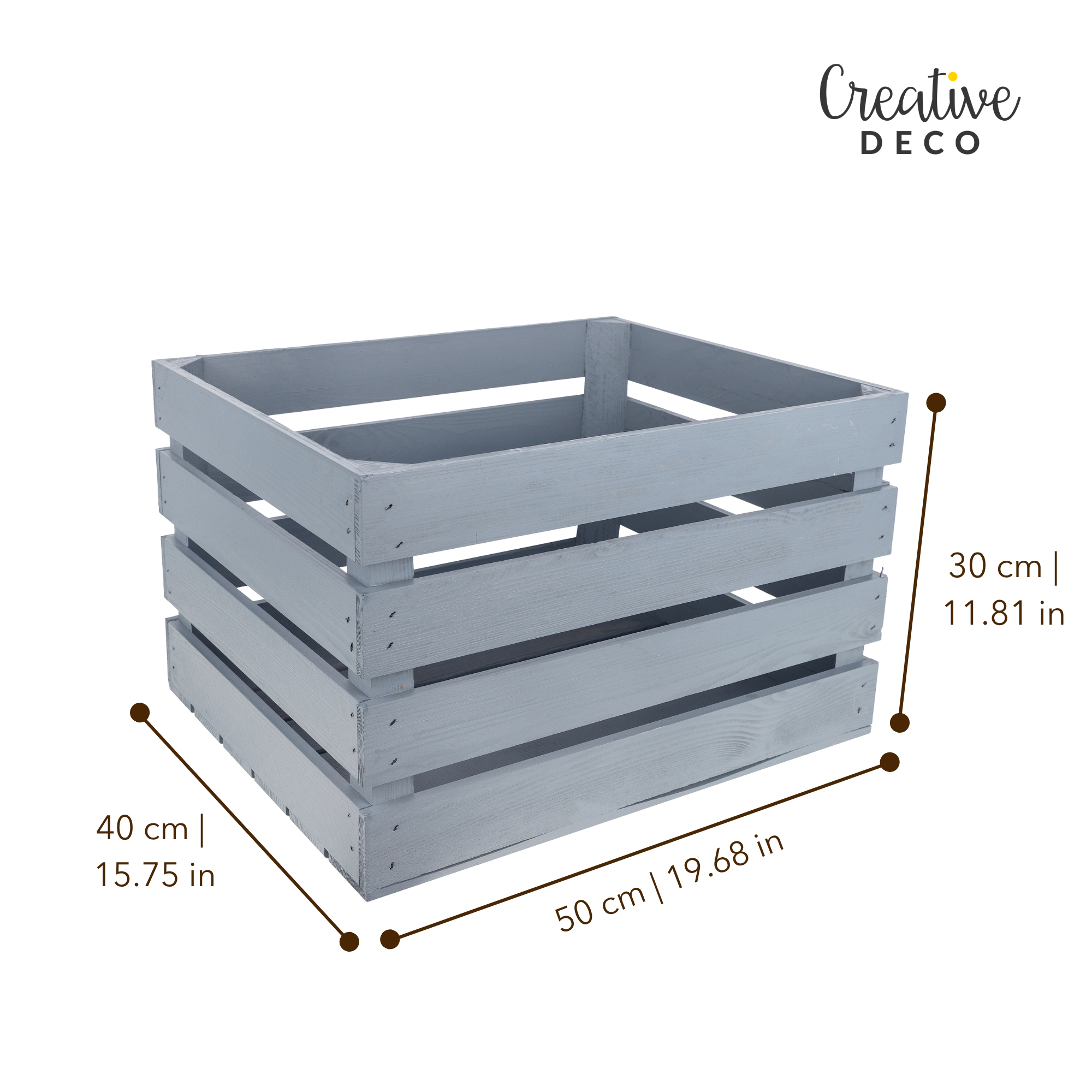 Creative Deco Caisse en Bois Gris | 50 x 40 x 30 cm | Caisse Rangement Bois | Caisse en Bois Vintage | Cagette en Bois | Caisse en Bois Rangement - 9