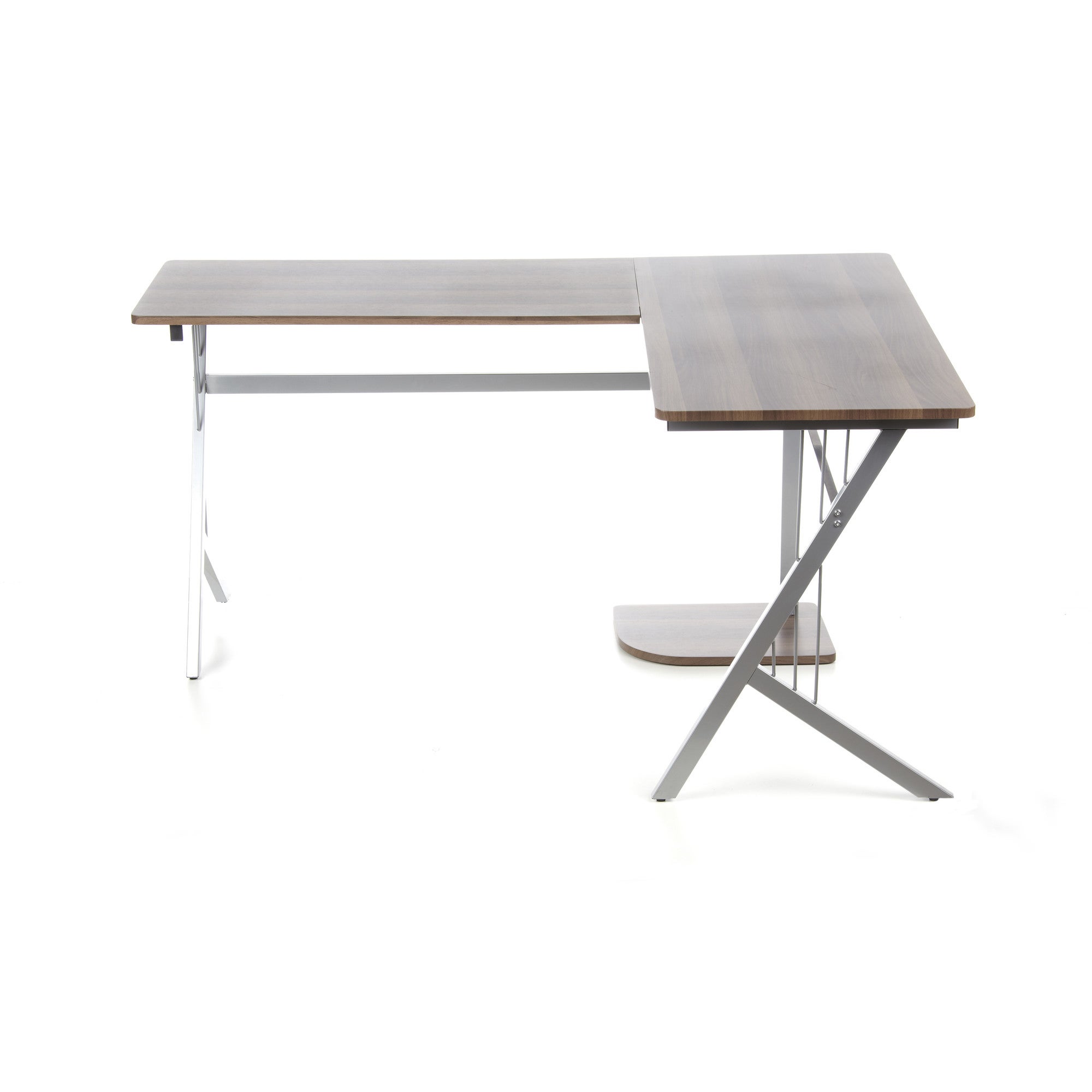 Escritorio POLLUX de color nogal / plateado hjh OFFICE | Leroy Merlin