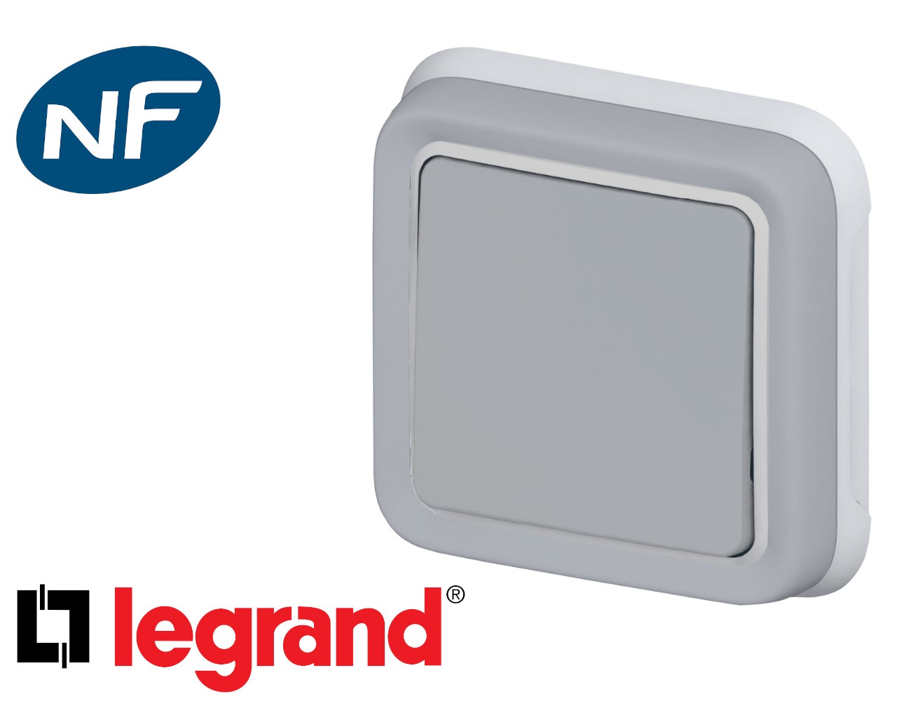 Legrand 069512 Interrupteur Va-et-vient Témoin IP55 - Étanche Pour Extérieur, 10AX 250V Gris