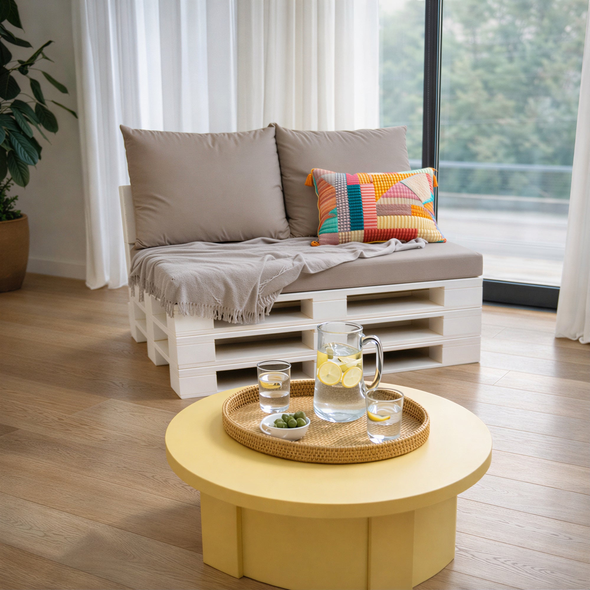 Conjunto de almofadas para móveis de paletes 120x50 cm assento + 2x60x50 cm Caffe latte – Almofadas de jardim com capas removíveis - 4