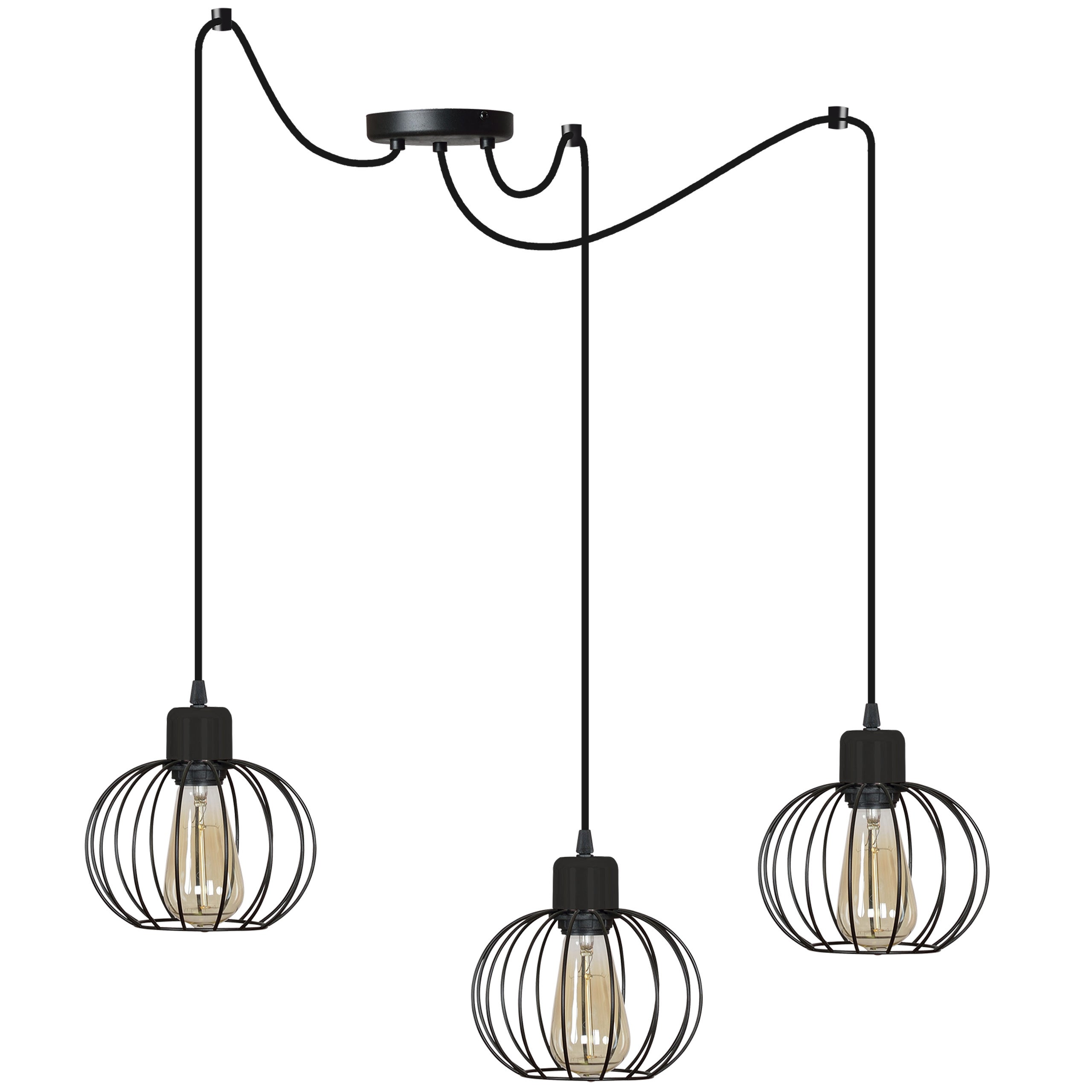 Lampa sufitowa wisząca Spider urban 3xE27 abażur druciak kulisty czarny Light Home LH
