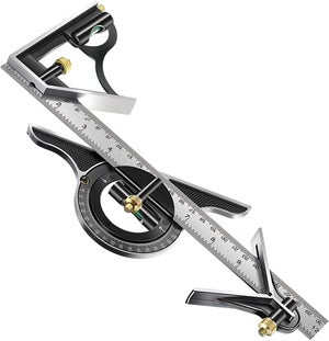 Équerre Combinée Preciva 12 Pouces/300mm - Règle D'Angle En Acier Inoxydable Avec Échelle Laser