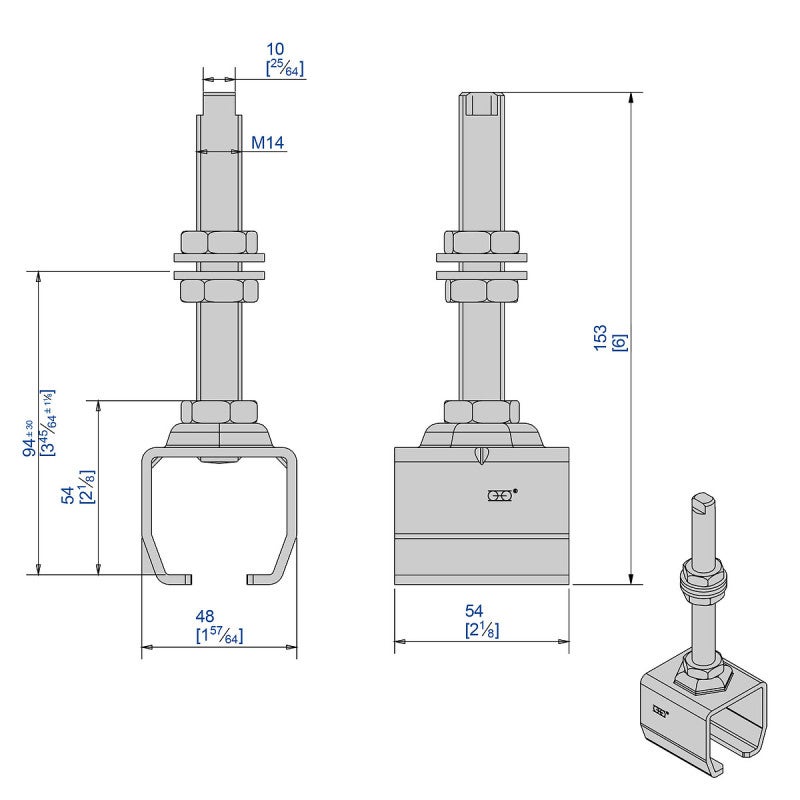 Support enveloppant en acier galvanisé pour rail SLID'UP SU2049 - 2