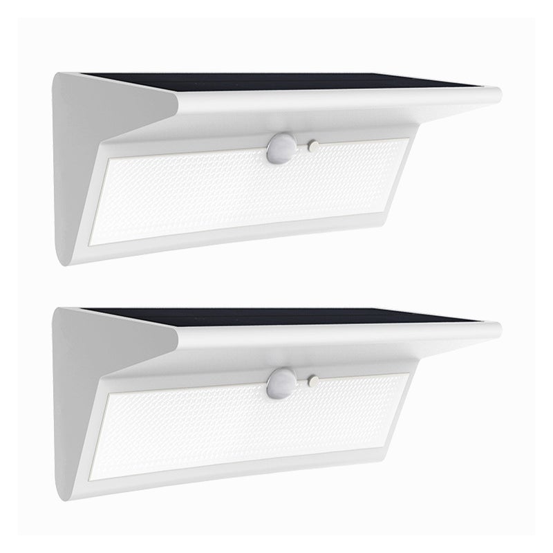 Zestaw 2 solarnych lamp ściennych z czujnikiem ruchu, solarne oświetlenie ogrodowe, wodoodporne oświetlenie zewnętrzne IP65, 4 tryby, białe światło