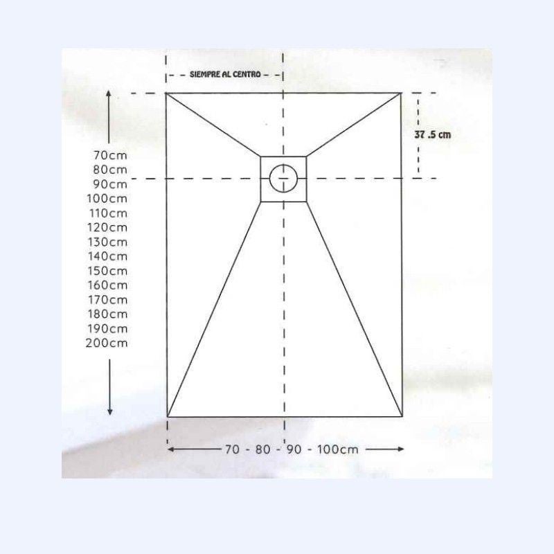 Piatto doccia in resina VALENCIA Finitura Ardesia 100x100 Bianco sporco - 5