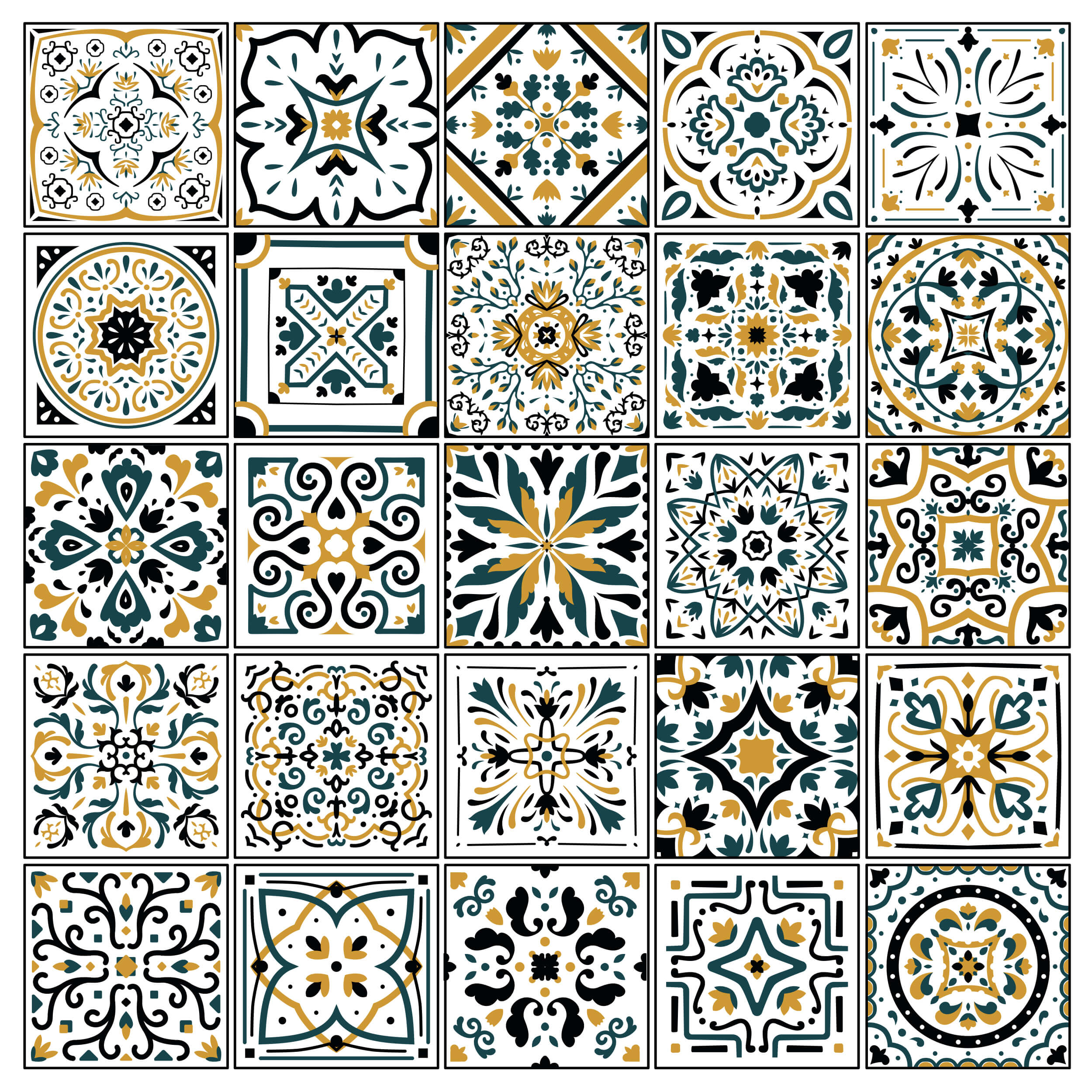 Stickers carrelage carreaux de ciment vintage 10x10cm - Kit de 24 - 2