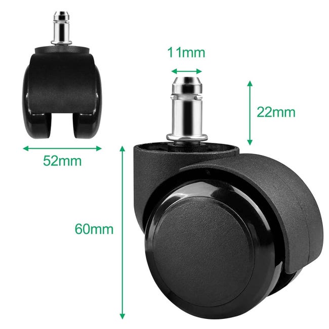 Mastery Mart Ruote Per Sedia Da Ufficio Da 11 Mm, Ruote In - Foto 8