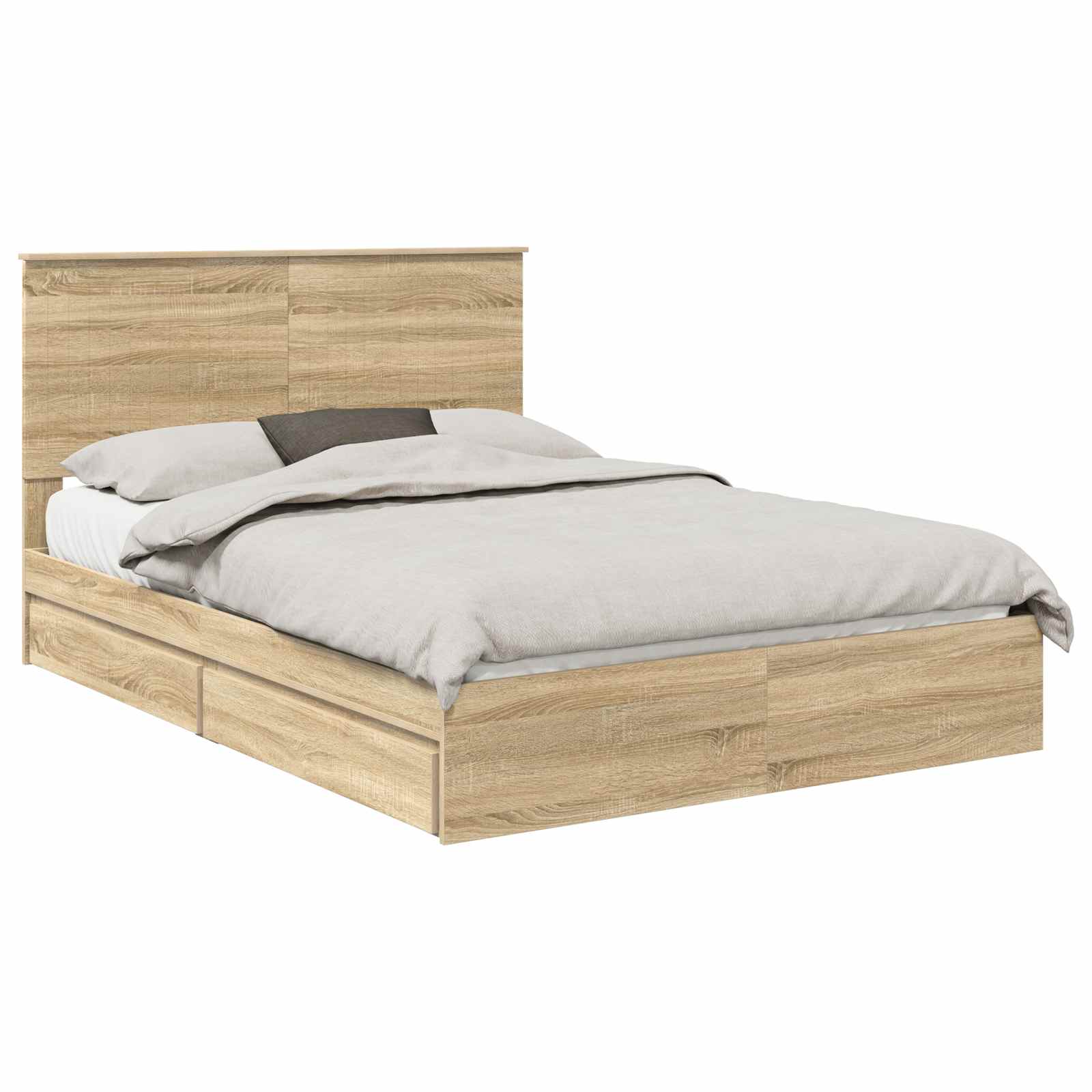 Lit de Rangement Chêne 140 x 190 cm Bois d'ingénierie - 2