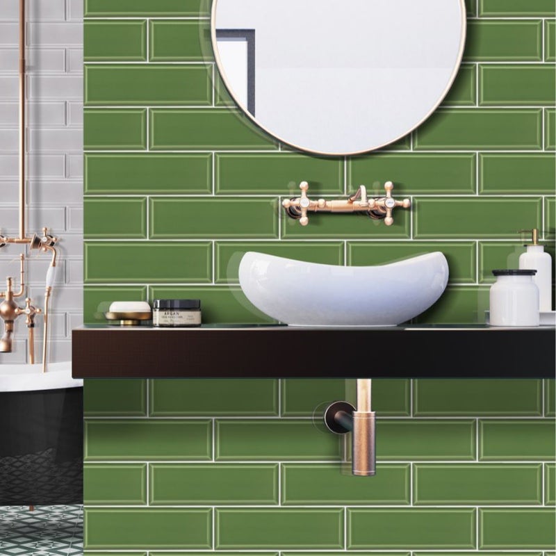 Bissel Emerald 10x20 - Carrelage mural vert émeraude brillant style Metro main image 1
