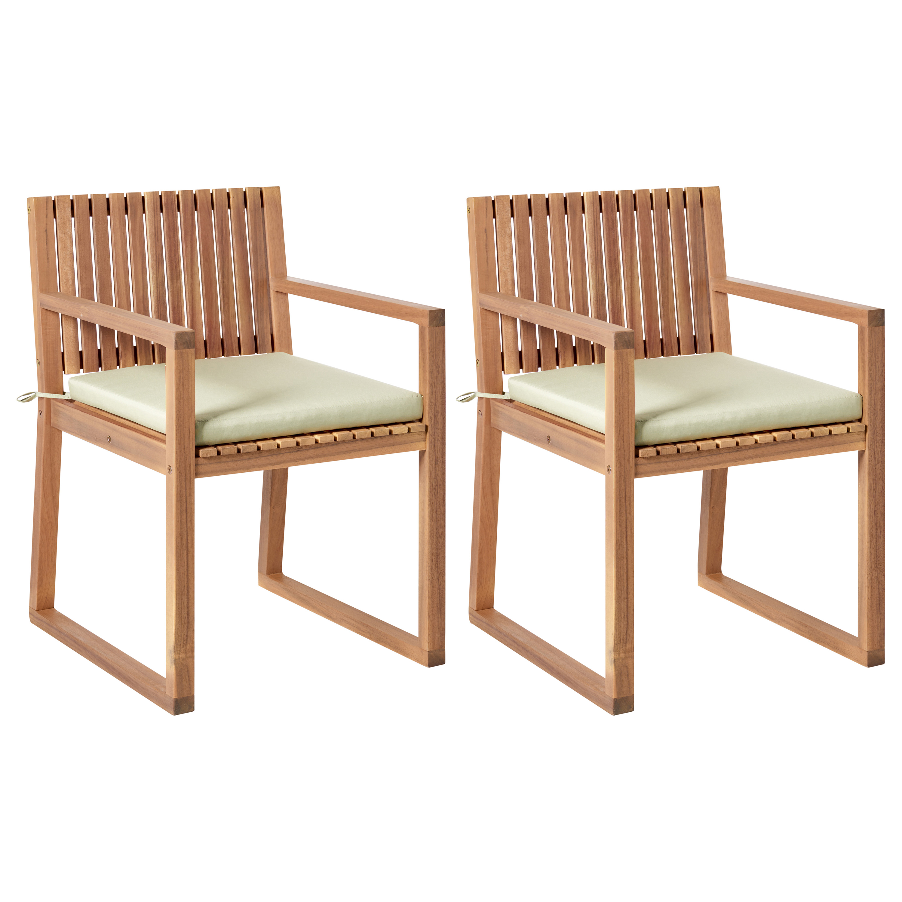 Set de 2 scaune de grădină cu perne SASSARI PREMIUM Lemn de acacia certificat Verde deschis 2buc