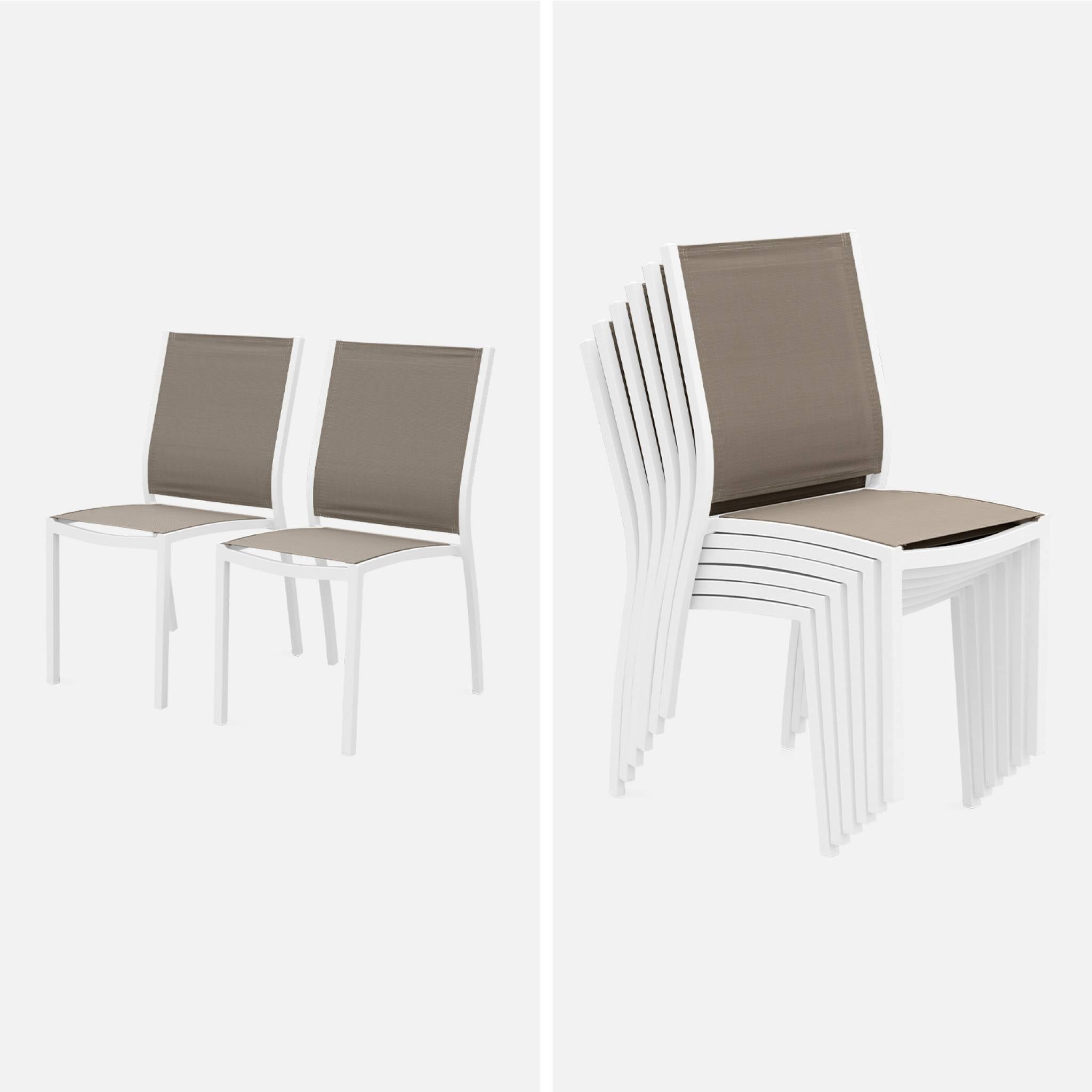 Mesa de jardín extensible de aluminio con 6 sillas Blanco - 210x90x75 cm - 5