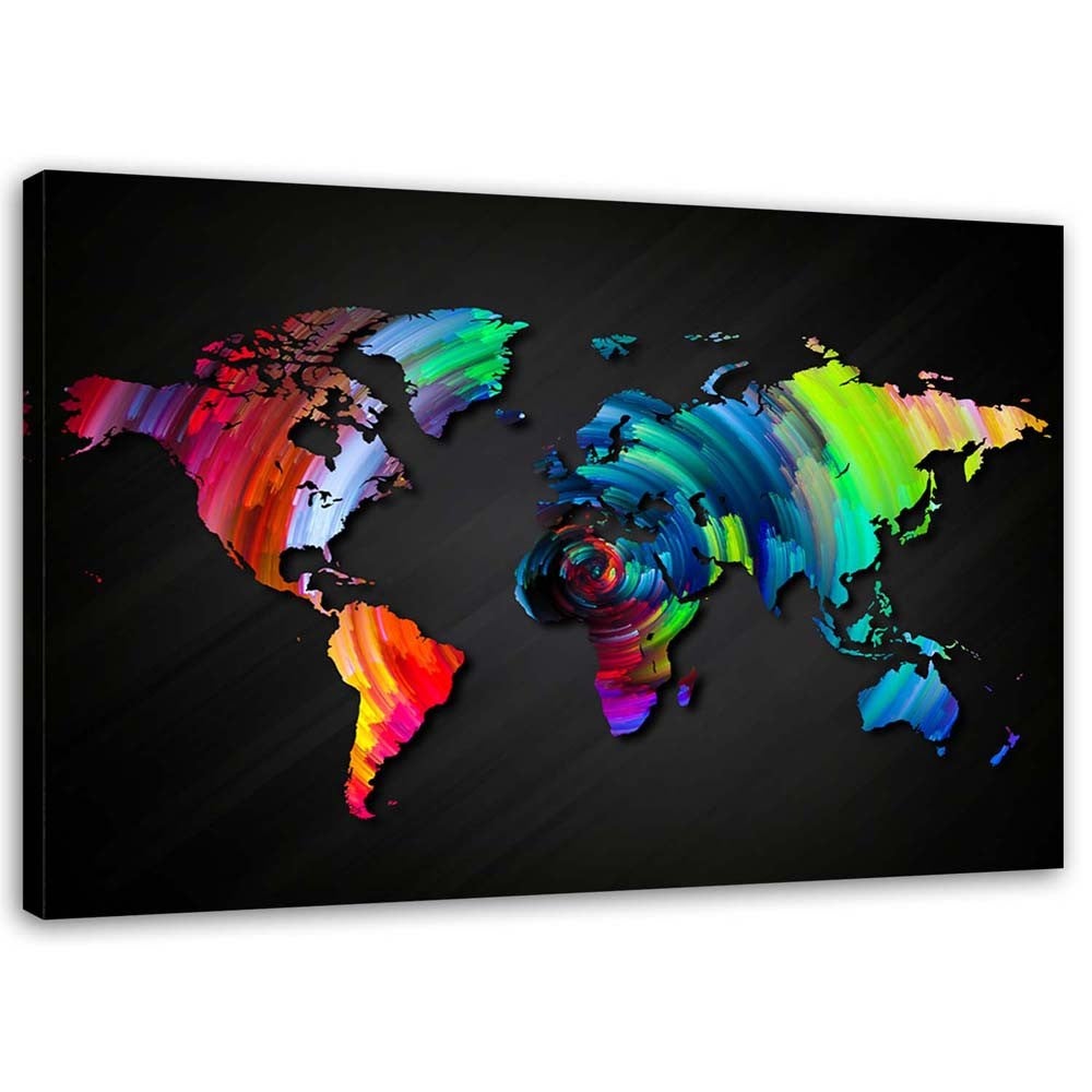 Obraz na płótnie, Kolorowa mapa świata 100x70