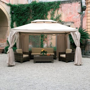 Gazebo Da Giardino 3x3 In Alluminio Con Zanzariera E Teli Antivento | Modello Resistente E Ancorabile - Foto 3