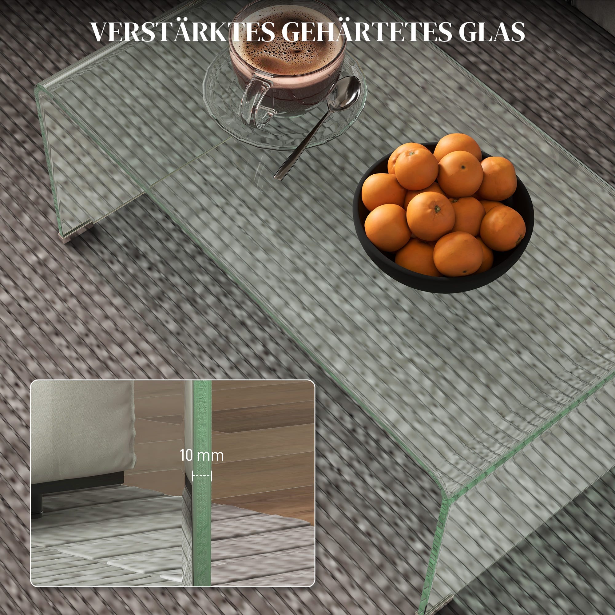 Cookie Table Design Table basse en verre trempé, design monobloc, moderne, 80x45x35 cm ...