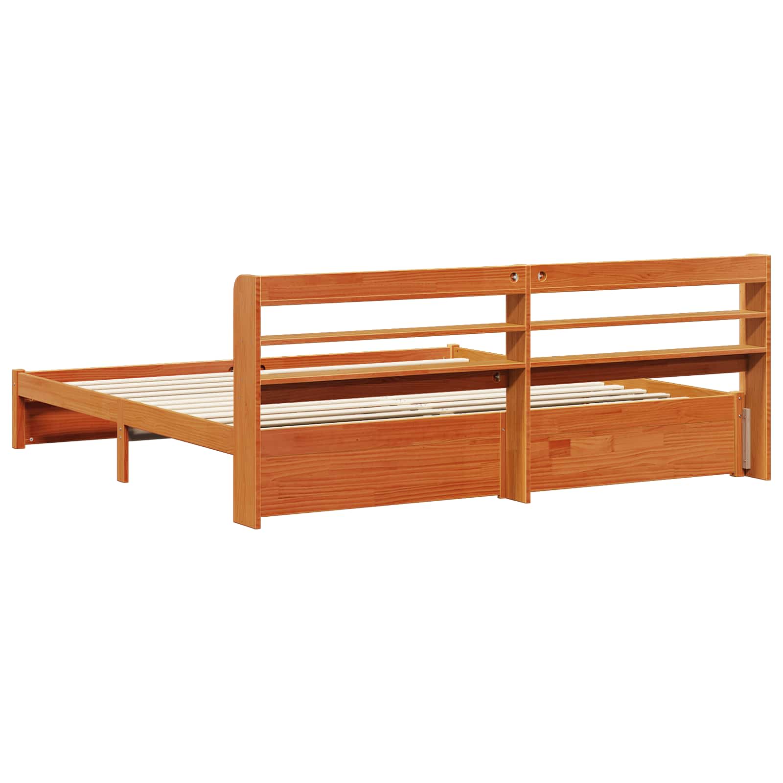 Cadre de lit marron en bois de pin massif, pour la chambre, 180 × 200 cm - 8