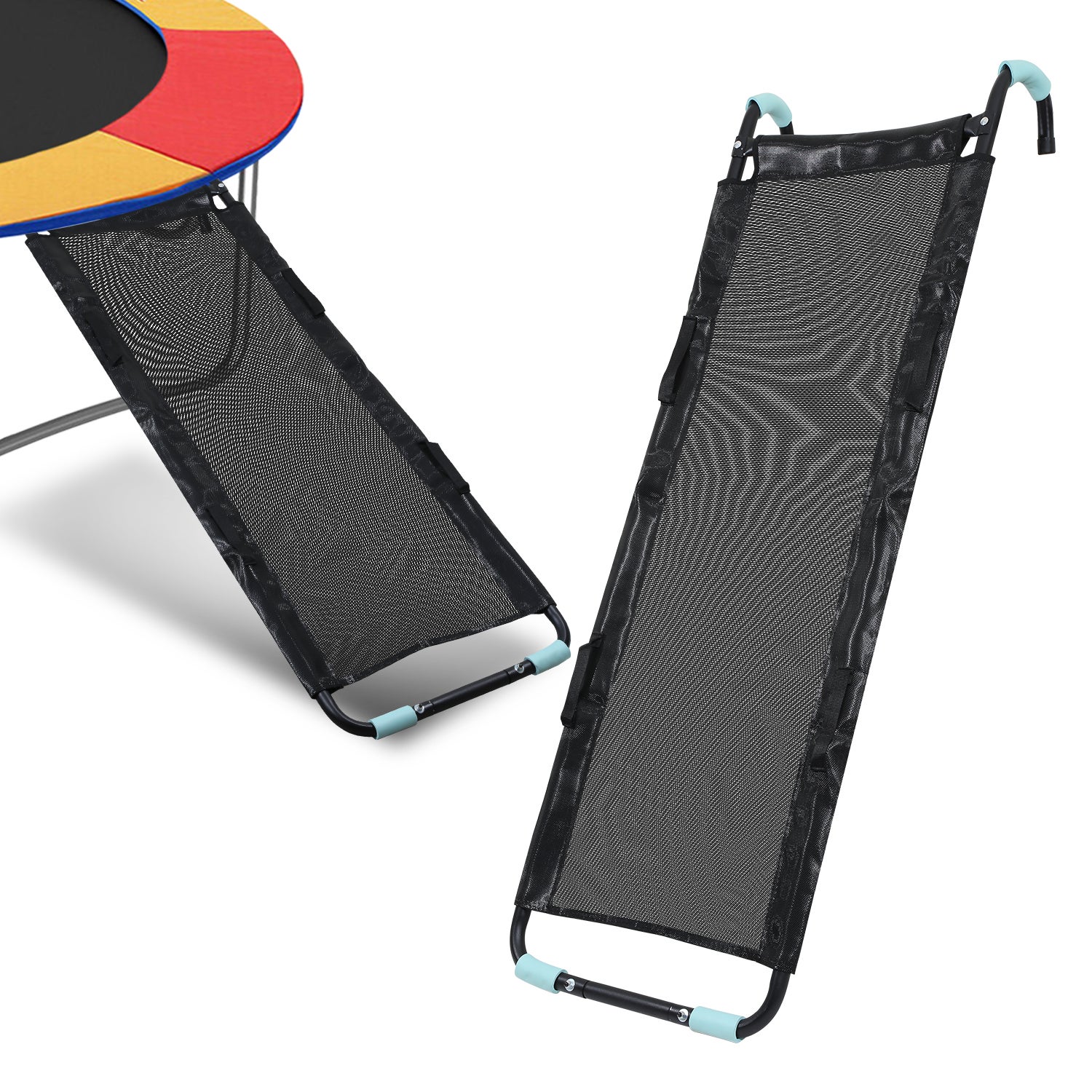 Échelle Pour Trampoline Deuba – 4 Tailles (66/76/90/110 Cm), Marches Larges Antidérapantes, Métal Ou Plastique, UV Et Intempéries, Crochets Ronds Sécurité