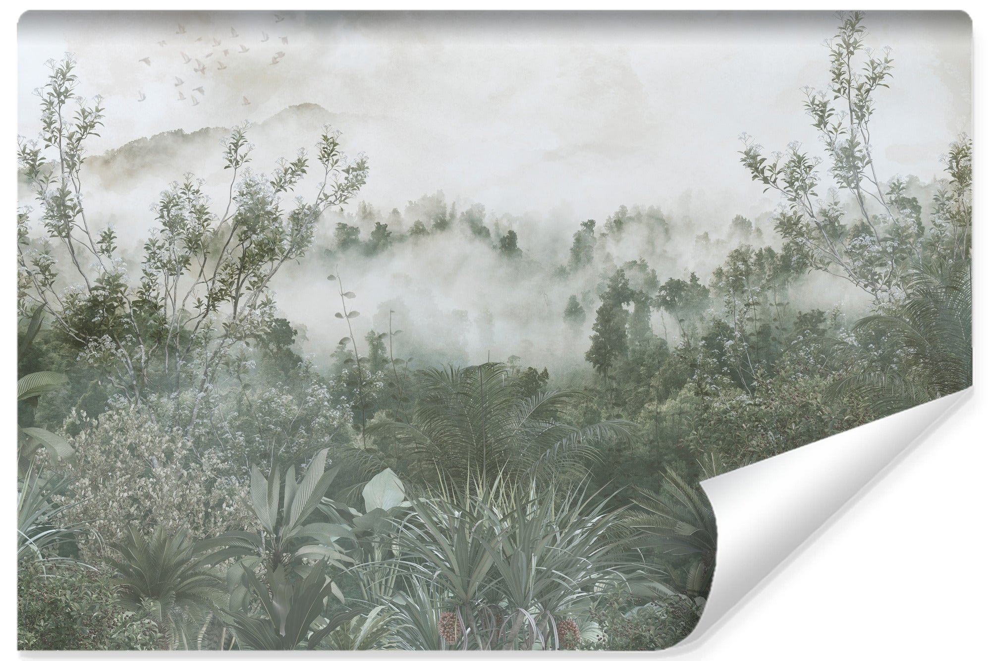 Vlieseline papel pintado fotografia para salon plantas niebla naturaleza 405cm x 270cm