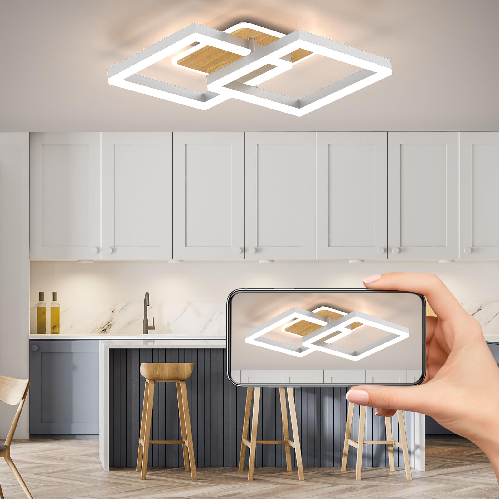 MODLICHT 40W Lámpara techo LED Iluminación salón regulable,Iluminación Lámpara de techo Blanco cálido a frío 3000K-6500K,3600LM Dormitorio,Comedor - 6