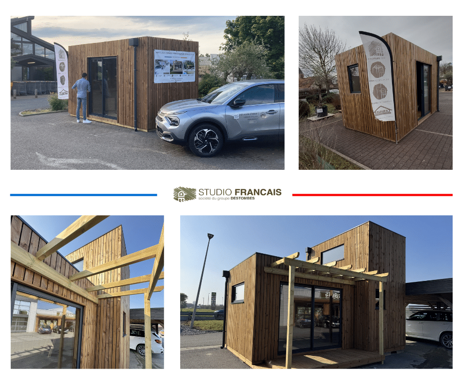 STUDIO DE JARDIN / 19,5 m2 - 5,55 x 3,52m / Plancher isolé / Bardage Brun / Intérieur bois massif CLT / Livraison Gratuite - 5
